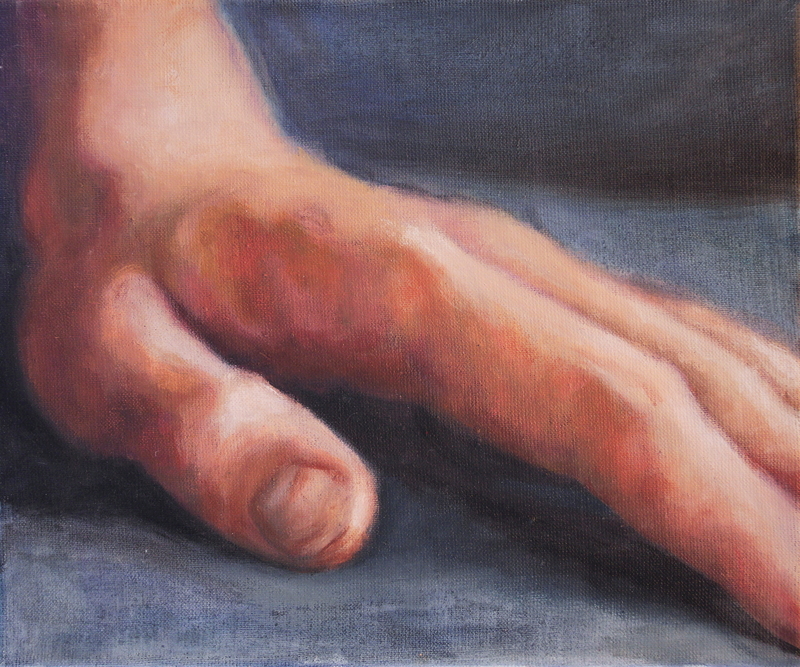 The Berlin artist Jana Jacob shows a resting hand in her acrylic painting.